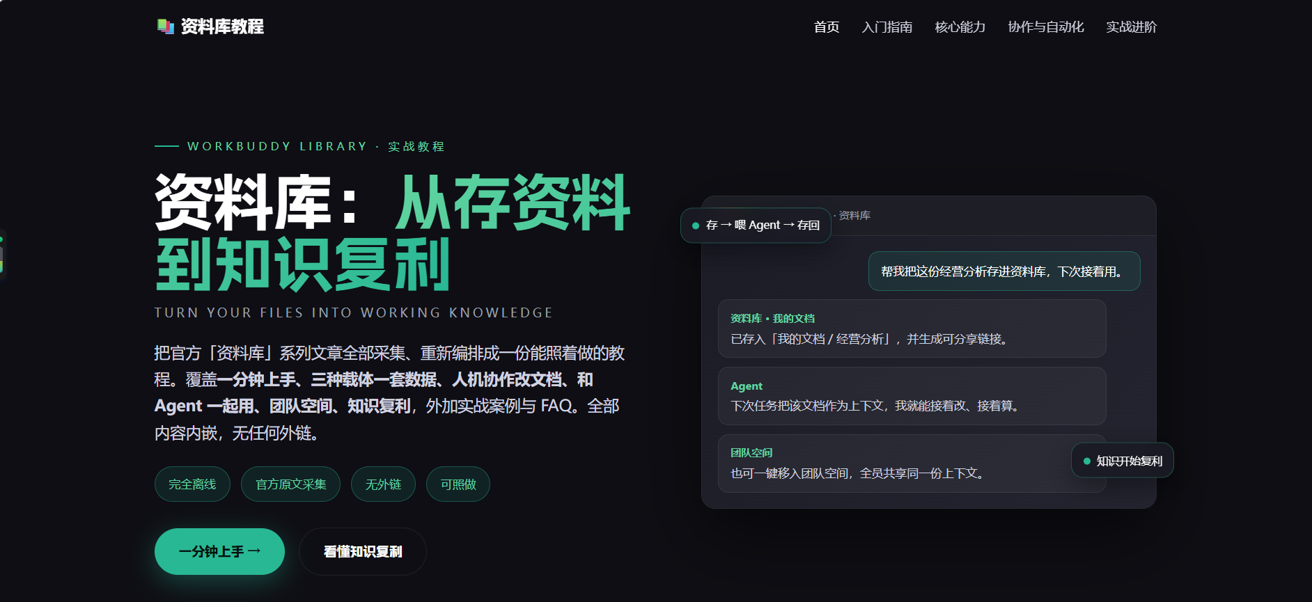📚WorkBuddy资料库怎么用?10篇系统教程,从入门到知识复利一次讲透🚀