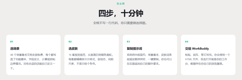 免费WorkBuddy工作台生成器 覆盖大部分场景 上百款workbuddy工作台模板-疯狂的豇豆