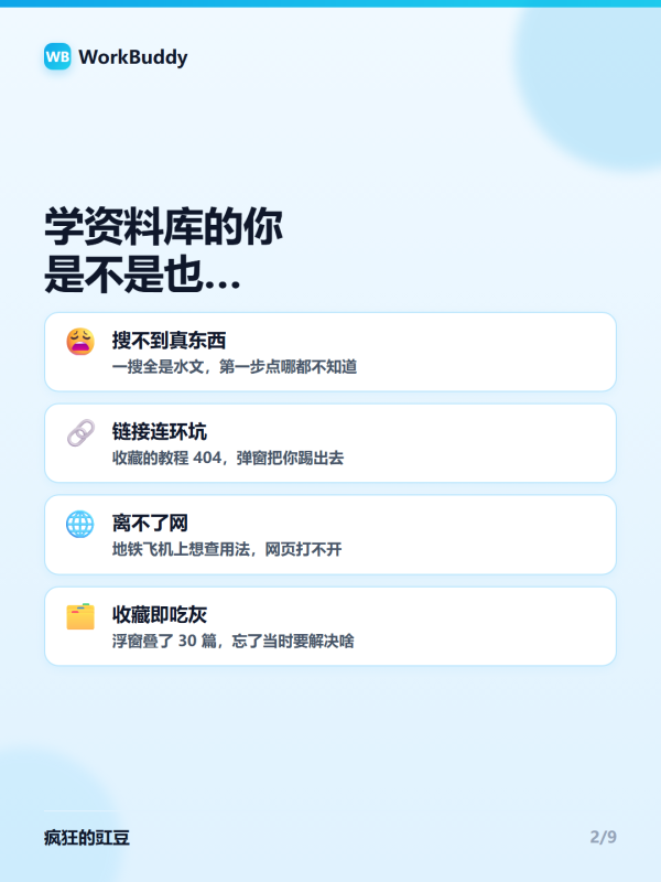 📚WorkBuddy资料库怎么用？10篇系统教程，从入门到知识复利一次讲透🚀-疯狂的豇豆